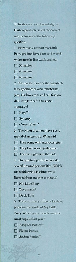 JEM Hasbro 1986 US Annual Report