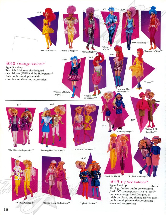 Hasbro 1987 US Toy Fair Catalog - 4040 On Stage Fashions™, 4045 Flip Side Fashions™