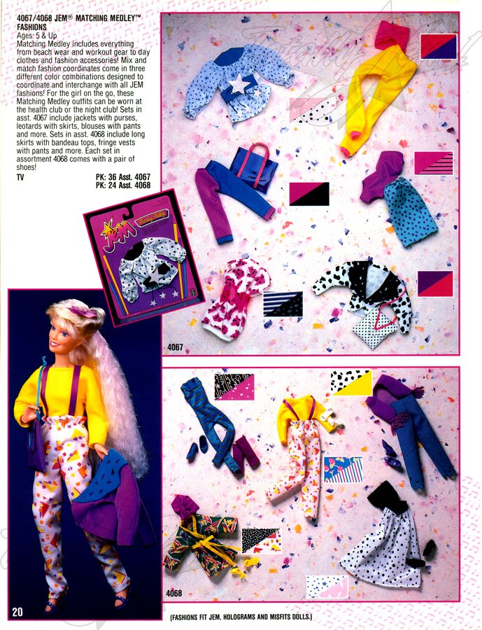 Hasbro 1988 US Pre-Toy Fair Catalog - 4067/4068 JEM® MATCHING MEDLEY™ FASHIONS